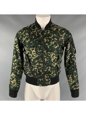SCHOTT Size M Green Camo Polyester Bomber Jacket